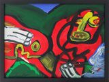 painting of a man playing a guitar and a woman playing a trumpet