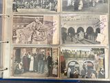 several old photos of people and vehicles are displayed in a photo album