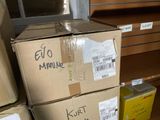 boxes are stacked on top of each other in a store