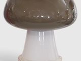 a brown mushroom shaped object on a white pedestal