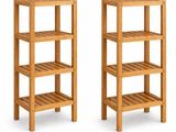 deux étagères en bois sur fond blanc, avec un fond blanc