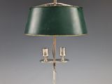 an image of a table lamp with a green shade on top of it