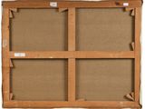 a close up of a picture of a wooden frame on a wall