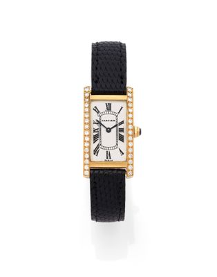 Montre-bracelet Cartier pour femme, en or 18 carats et diamants