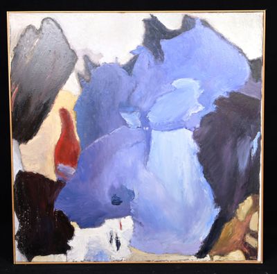 une peinture à l'huile représentant une femme en robe bleue avec un chat blanc
