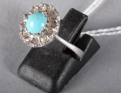 an image of a silver ring with a turquoise stone in the center