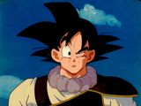 une image représentant un jeune Gohan, sous forme de personnage de dessin animé, volant dans le ciel