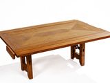 a wooden table with a wooden top on a white background