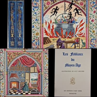 four books with pictures of people in a room and a fireplace