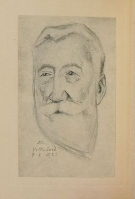 an old drawing of a man with a beard and a moustache