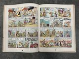 an open comic book with a picture of a bunch of cartoon characters