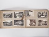 an old photo of a book with pictures on it