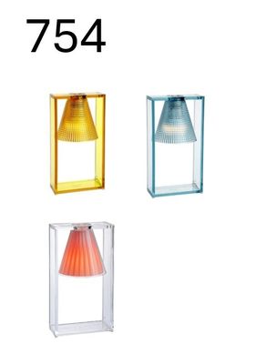 quatre lampes de couleurs différentes sur un fond blanc