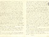 un vieux manuscrit sur lequel figure un dessin à l'encre noire représentant le visage d'un homme
