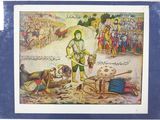 an image of a painting of a man holding a sword in front of a group of people
