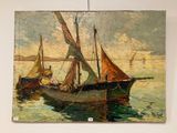un tableau accroché au mur d'un bateau à l'eau