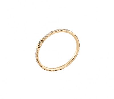 a gold ring with small diamonds on it