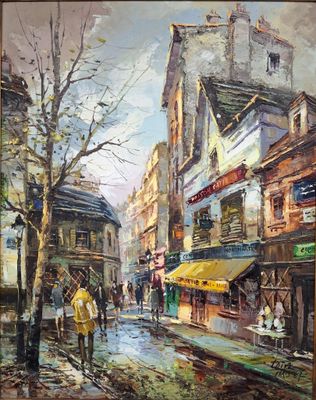 Ecole Moderne Vue de Paris Huile sur toile signée en bas à d… - Photo 1