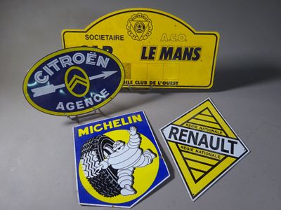 three michel michel stickers are sitting on a table next to each other