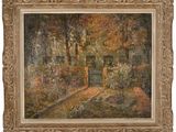 une image d'une peinture représentant une maison dans un bois