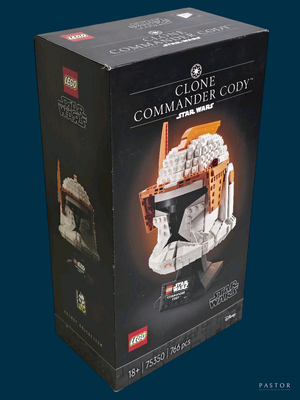 une boîte sur laquelle figure un casque de soldat clone de Lego Star Wars