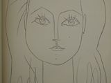 drawing of a woman ' s face with a flower in her hair