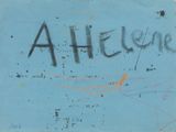 a blue sign with writing on it that says a helvete