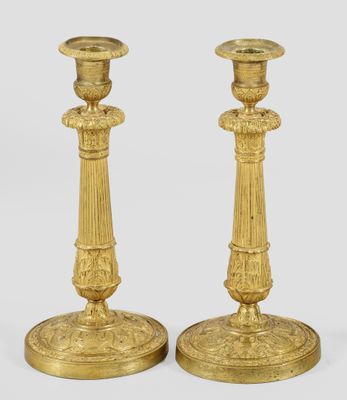 paire de chandeliers anciens en laiton