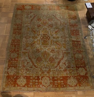 a large rug on the floor in a living room