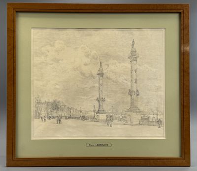 une image représentant un dessin d'une tour horloge au cœur d'une ville