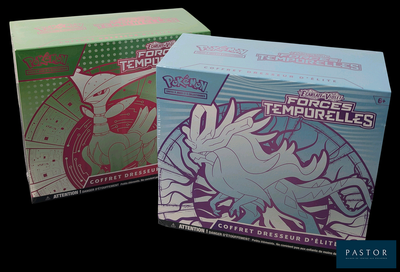 deux boîtes de cartes à collectionner Pokémon sur fond noir