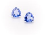 a pair of tanzane blue sapphires on a white background