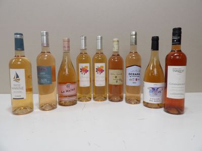 plusieurs bouteilles de vin sont alignées sur une table