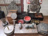 a table with a lot of different items on it