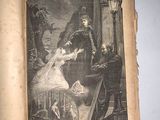an old book with a picture of a man and a woman on it