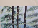 a picture of a painting of trees in the woods