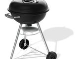 une image représentant un barbecue noir à roulettes sur fond blanc