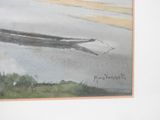a picture of a painting of a boat in the water