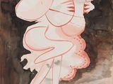 une image représentant un tableau où l'on voit une femme en robe rose tenant un éventail