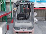 a forklift truck that is parked in a warehouse