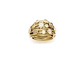 a close up of a gold ring on a white background