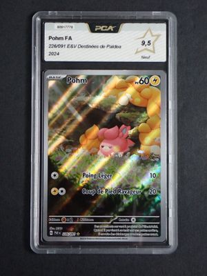 a close up of a pokemon card on a table