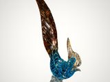 an image of a glass sculpture of a bird on a clear base