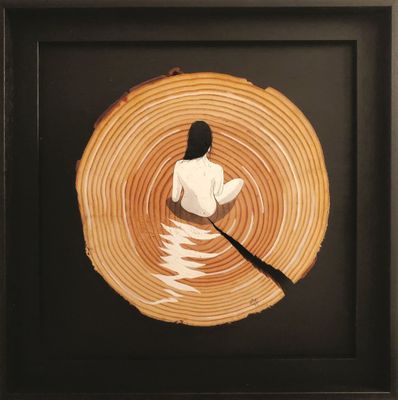 OAKOAK LA BAIGNEUSE, 2025 Spray et acrylique sur bois - Photo 1