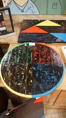 Patrice Moreau (1946-2004) "Tondo" peinture à huile sur supp…