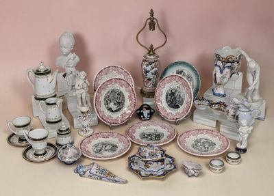 many different types of china on display on the table