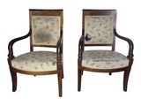 pair of antique chairs with upholstered upholstered back and arms