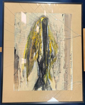 Ecole moderne " Femme Peule " Gouache sur papier signée en b…