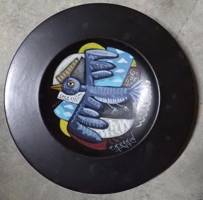 Thierry MIRAMON (1965-2019) plat en céramique peint à décor …