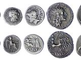 an image of a collection of ancient roman coins on a white background